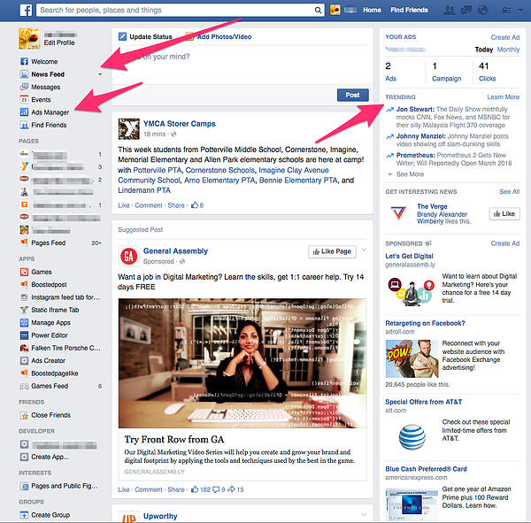 Facebook Newsfeed Layout